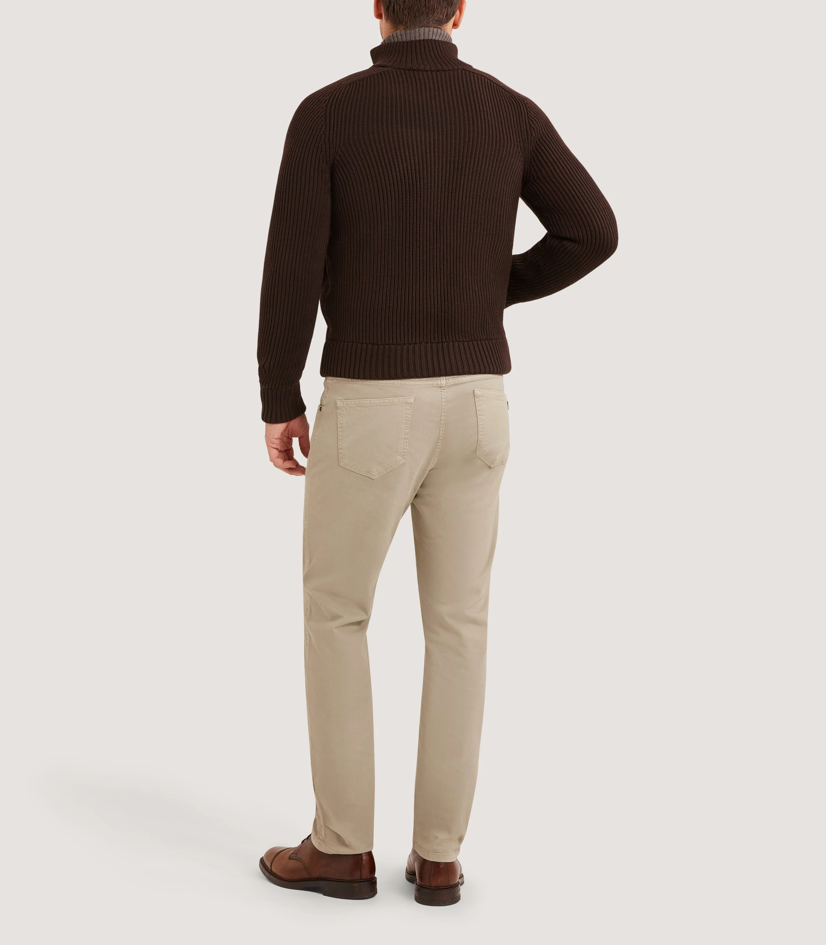 Men's York Suede Zip Front Knitted Cardigan in Chocolate - Image 5
