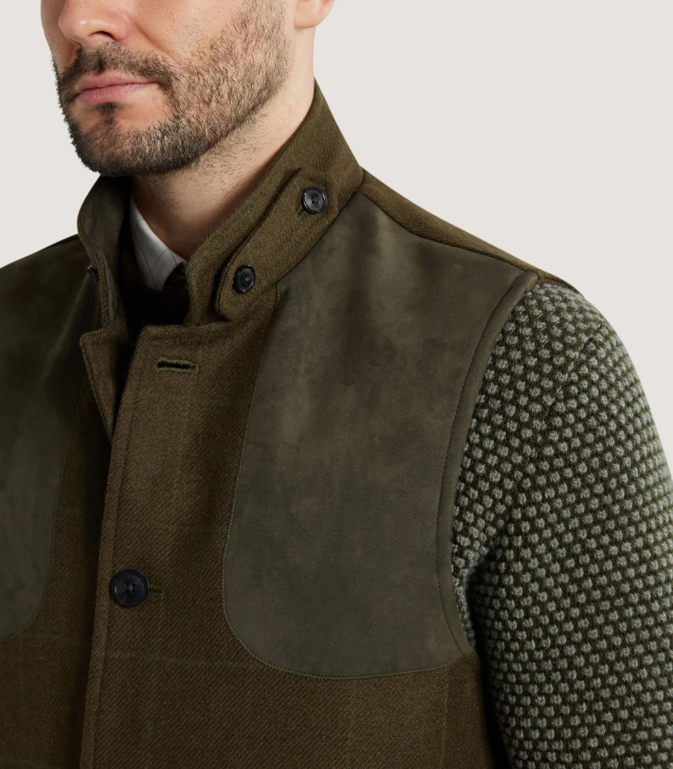Men's High Collar Tweed Shooting Vest in Zetland - Image 5