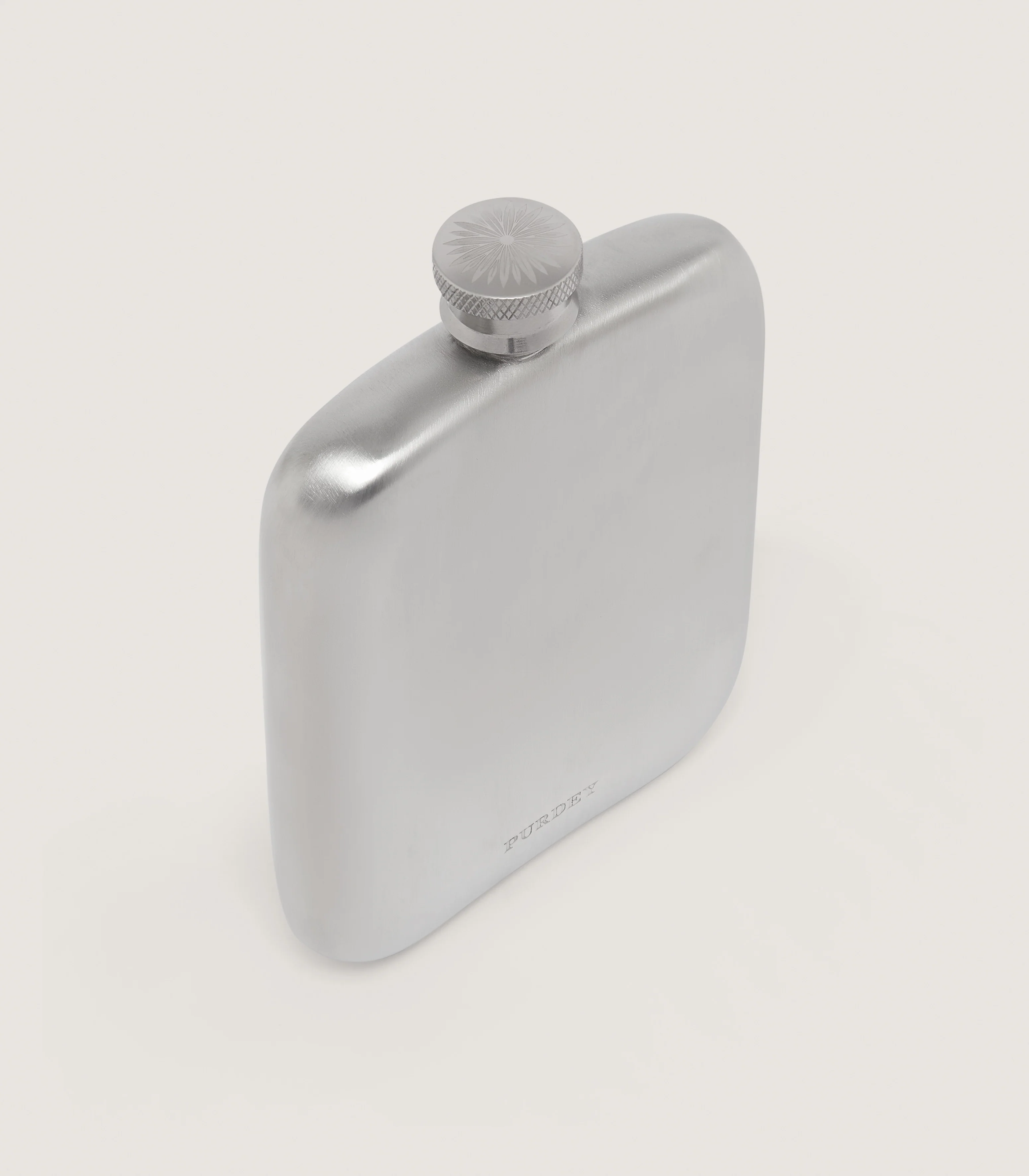 Square Brushed Pewter Flask - Image 3