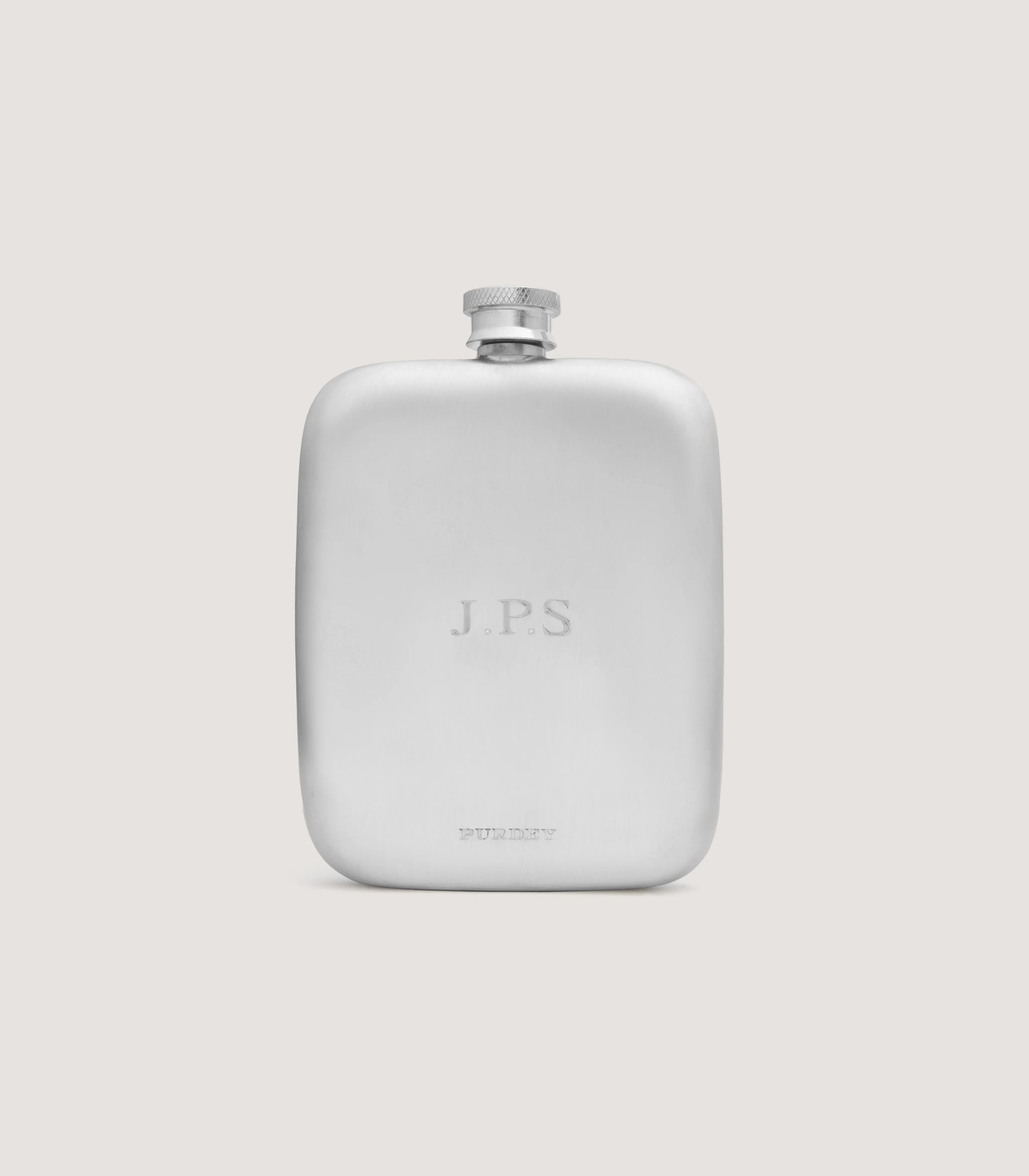 Square Brushed Pewter Flask - Image 4
