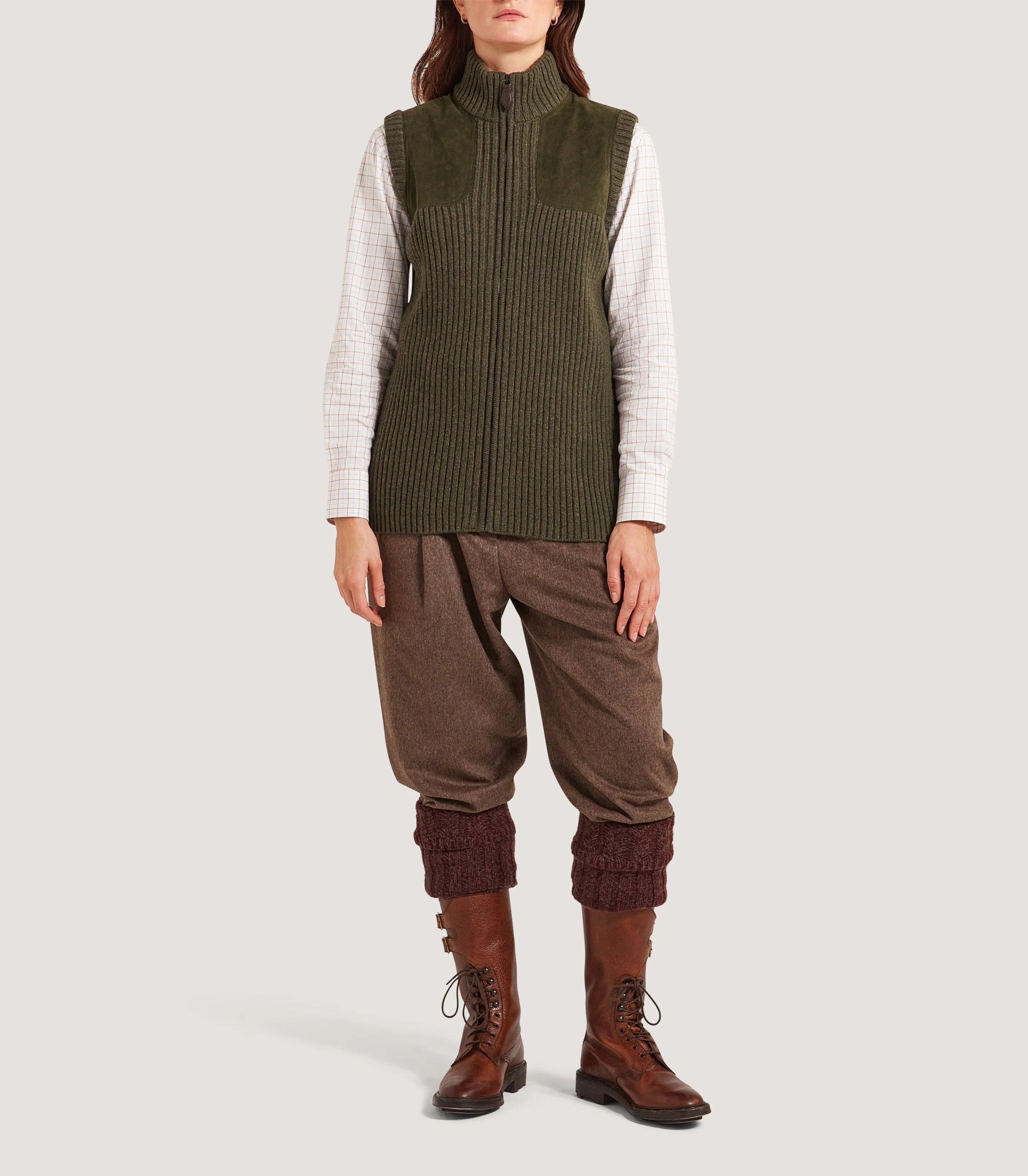 Full Zip Commando Gilet in Loden - Image 3