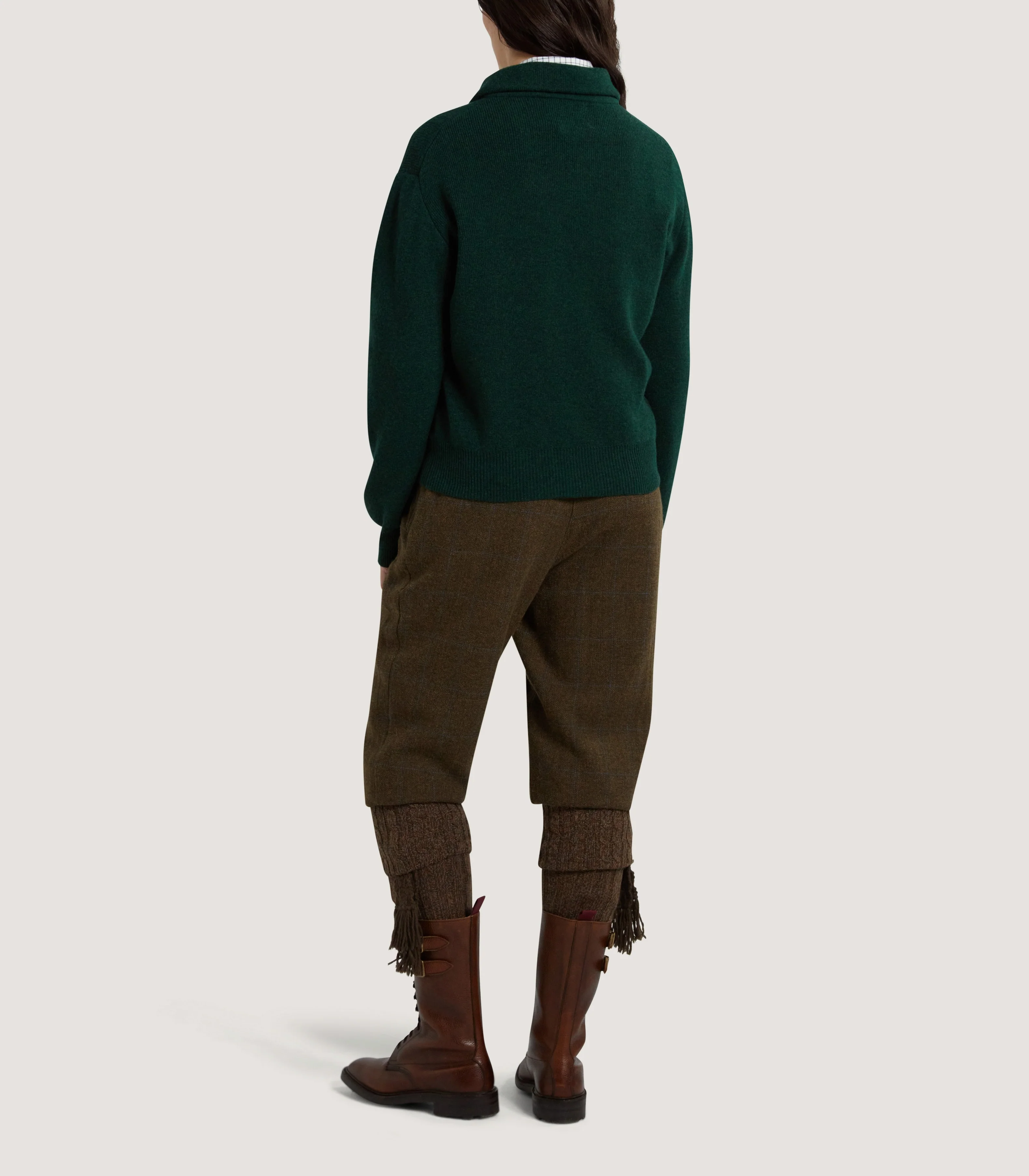 Women's Berkeley Shirt Collar Sweater in Emerald - Image 4