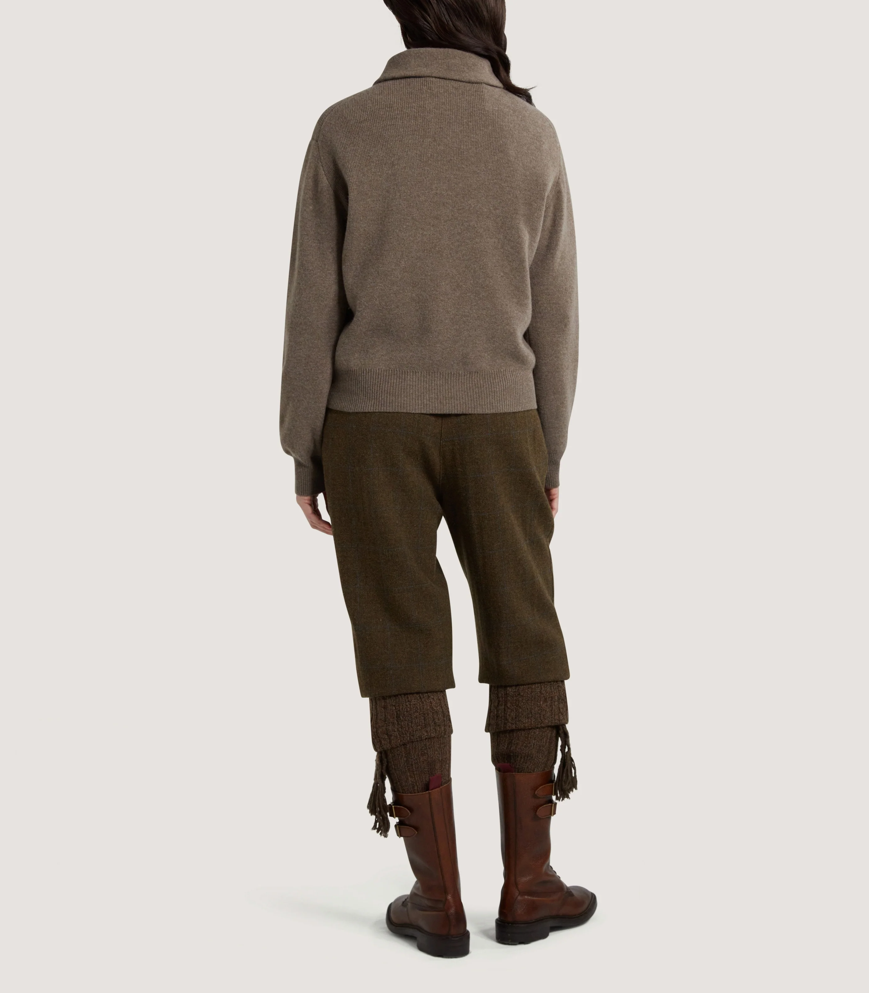 Women's Berkeley Shirt Collar Sweater in Taupe - Image 4