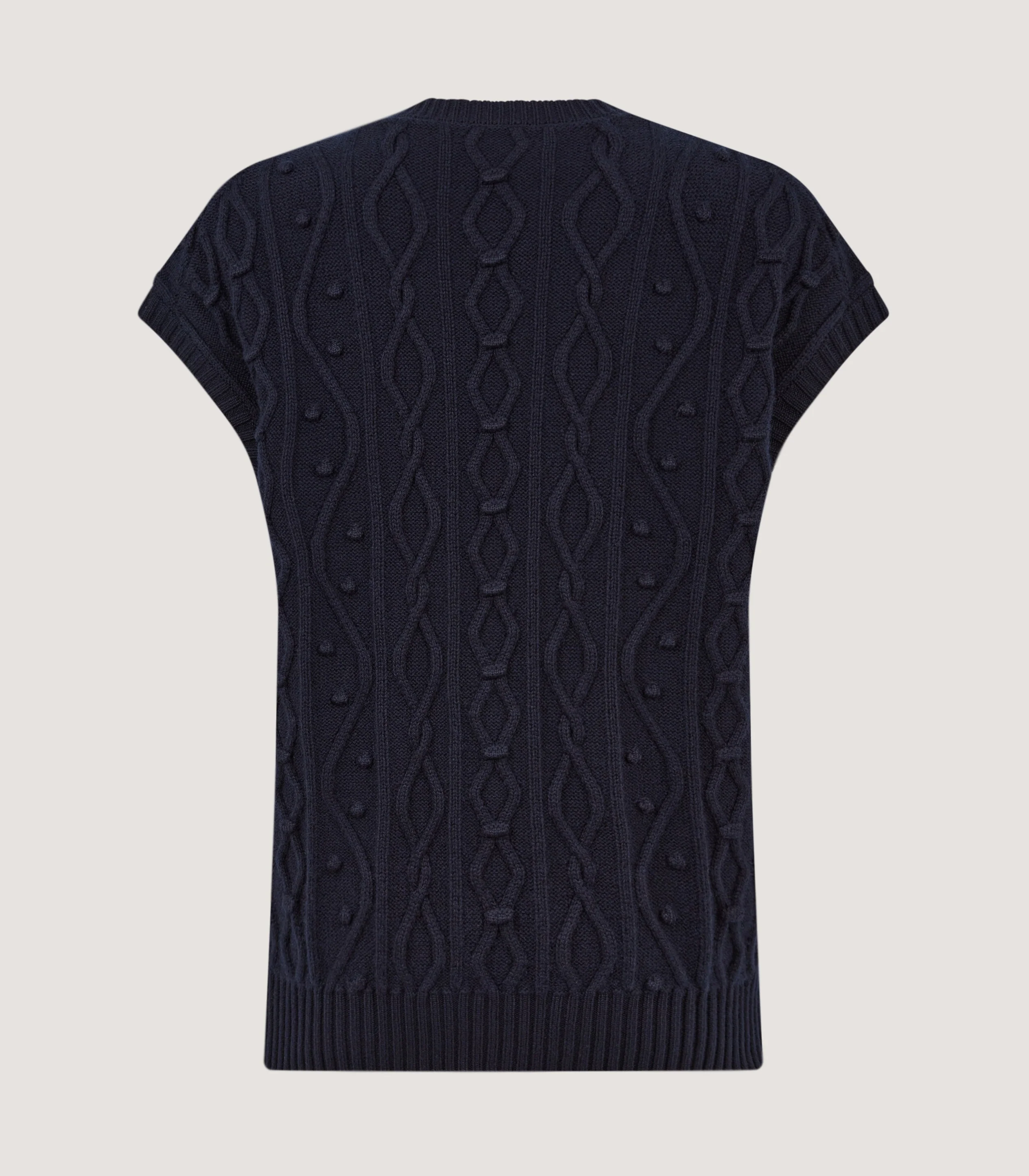 Women's Cotton Cashmere Aran Tank in Midnight - Image 3