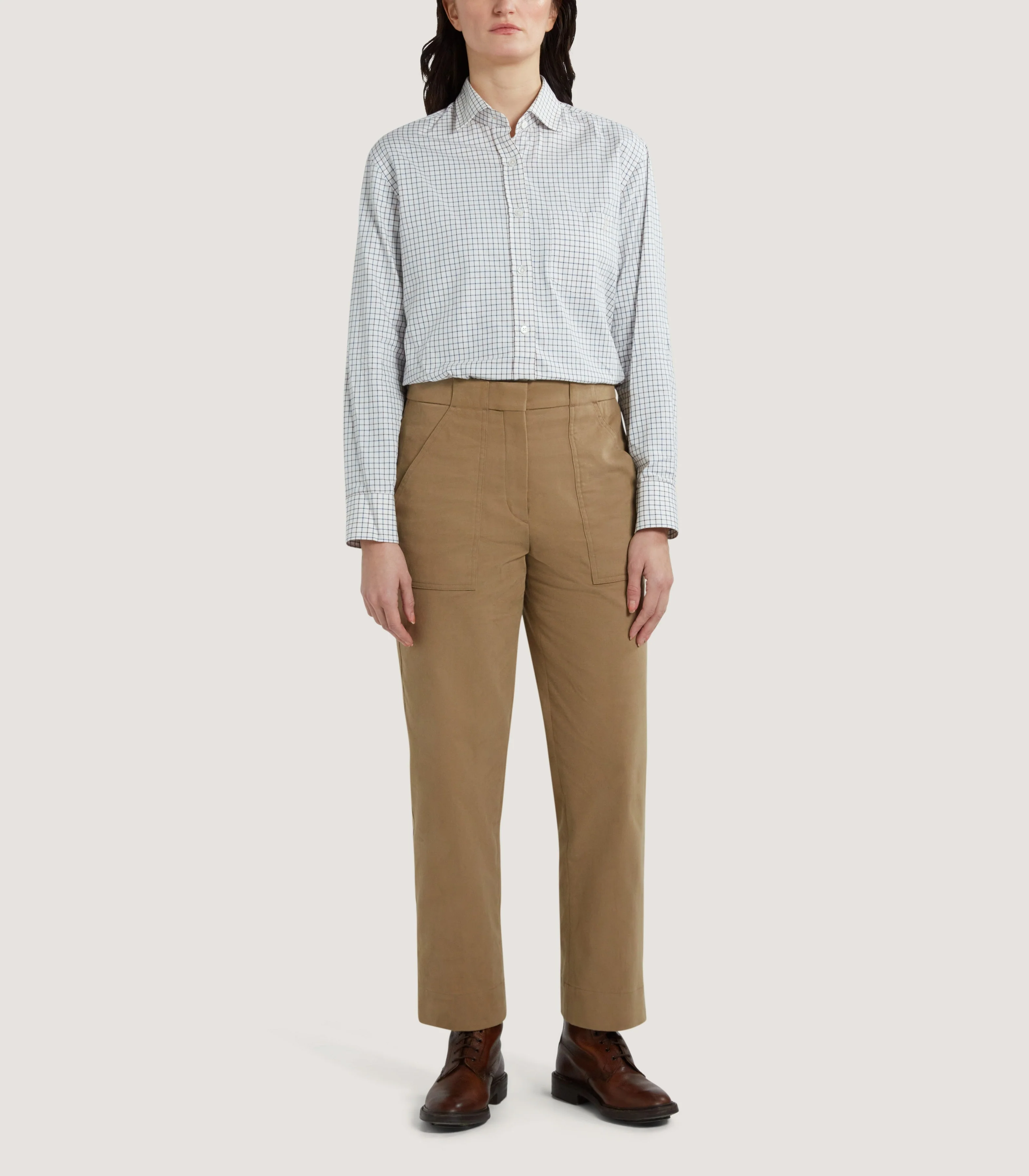 Women's Cotton Patch Pocket Trousers in Jute - Image 2