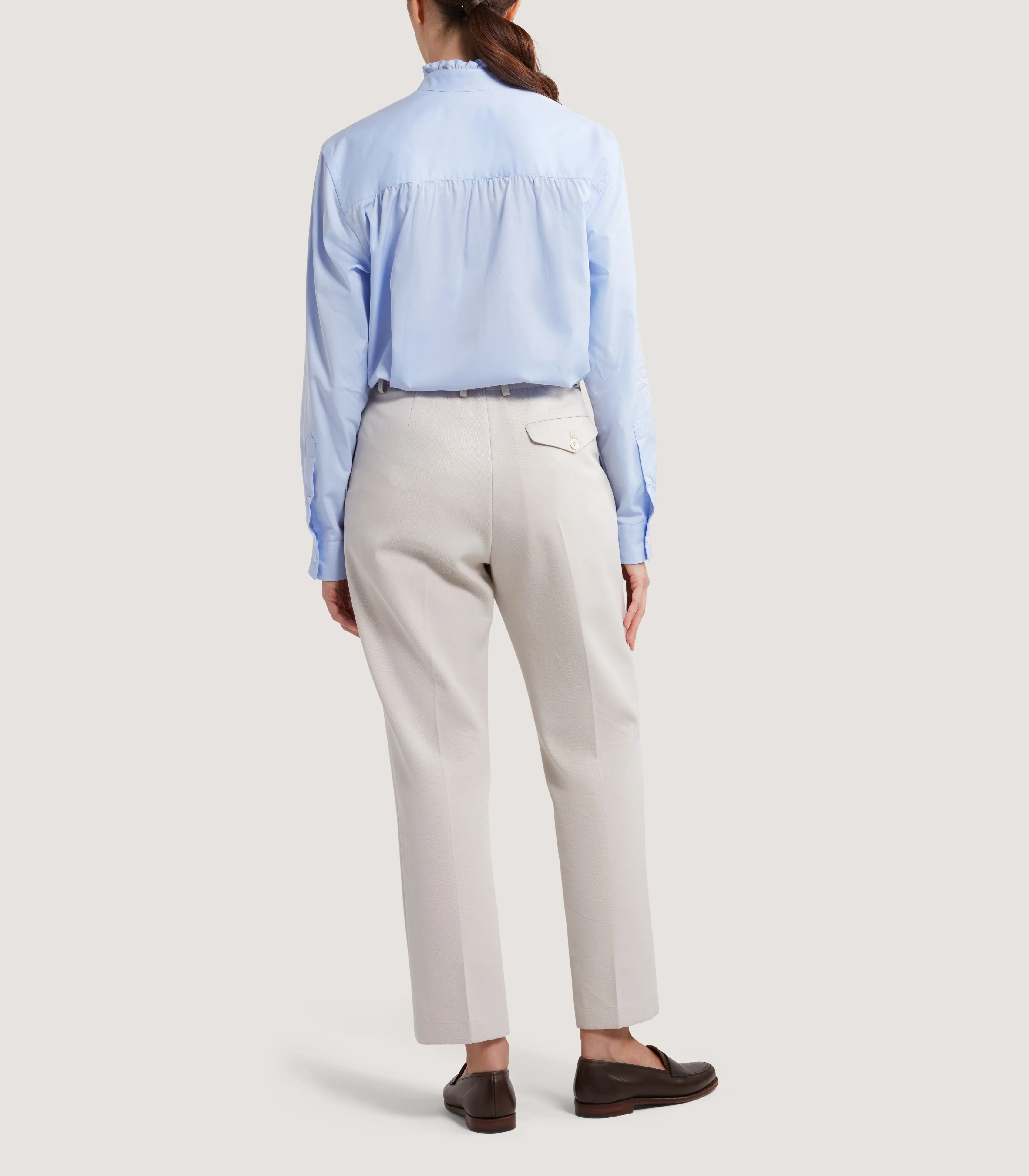 Women's Cotton Pie Crust Shirt in Oxford Blue - Image 4