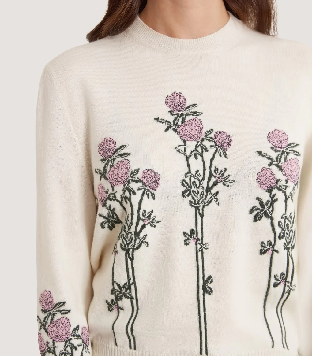 Women's Crendon English Garden Sweater in Ivory - Image 5