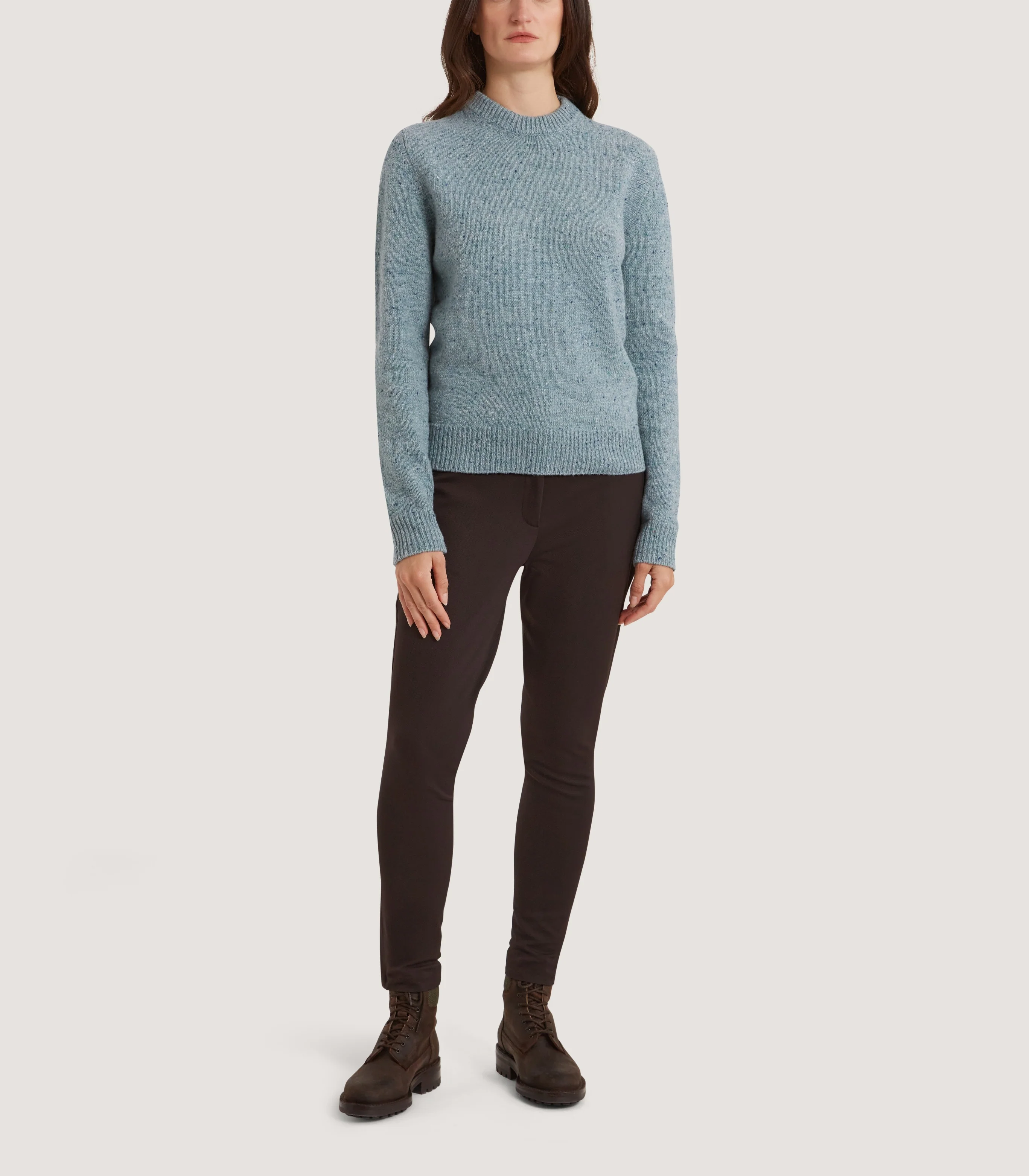 Women's Dorton Donegal Cashmere Sweater with Scarf in Duck Egg Blue - Image 3