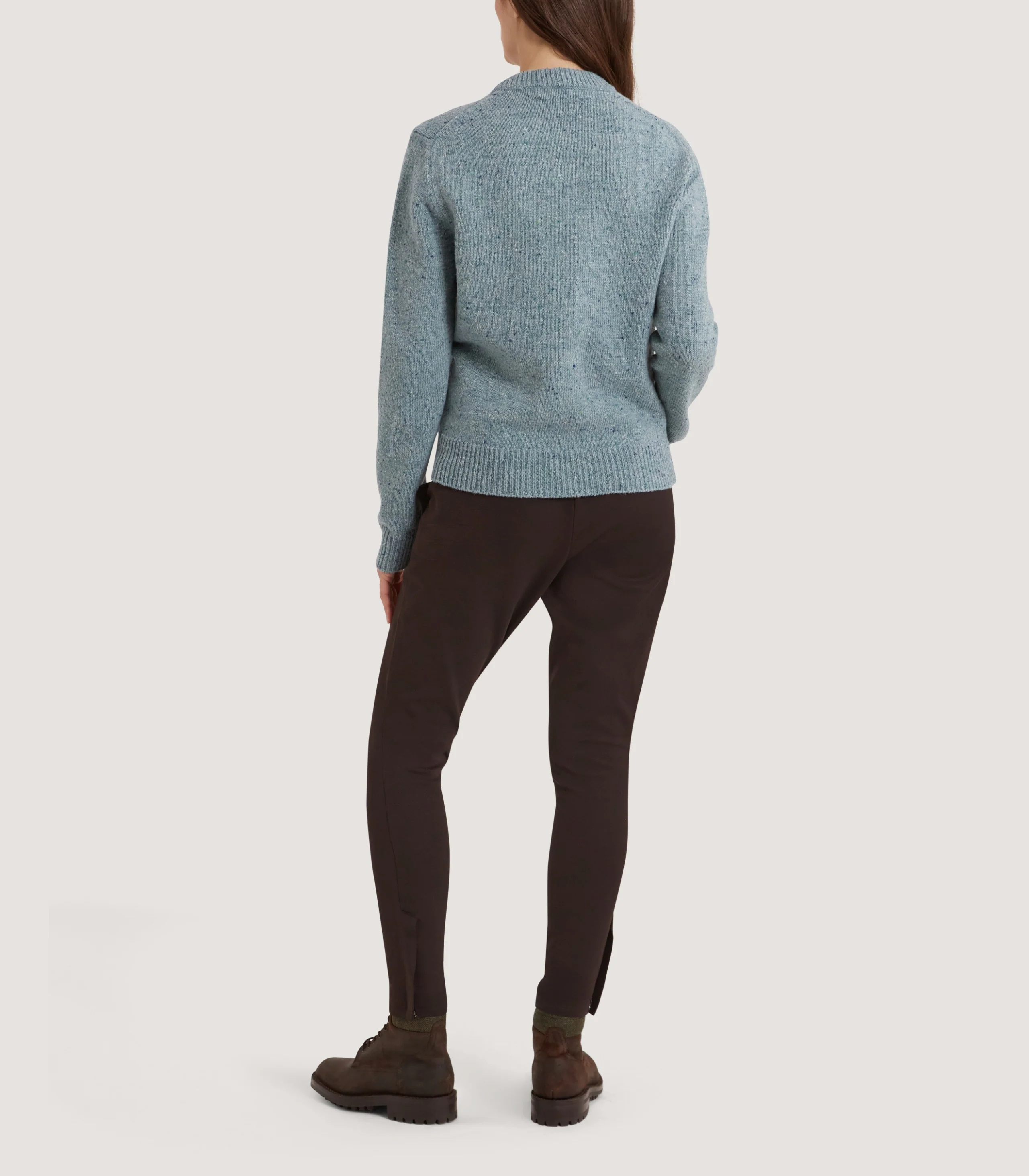 Women's Dorton Donegal Cashmere Sweater with Scarf in Duck Egg Blue - Image 5