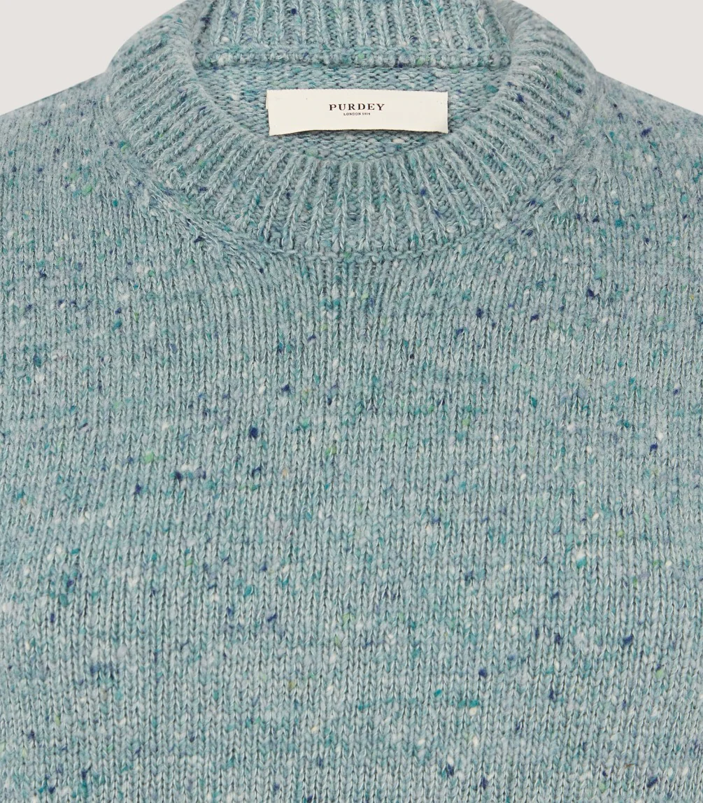 Women's Dorton Donegal Cashmere Sweater with Scarf in Duck Egg Blue - Image 6