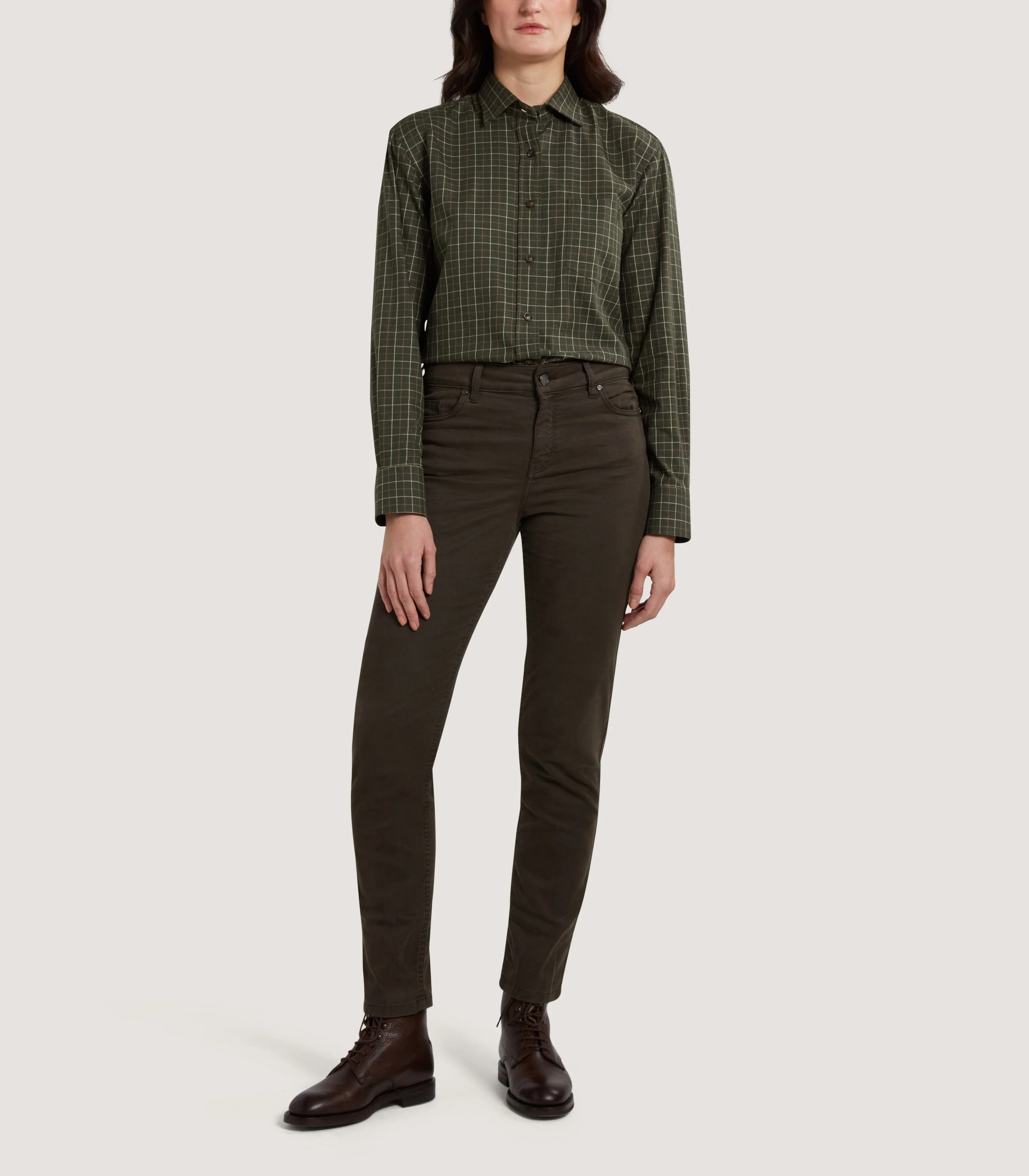 Women's Five Pocket Trousers in Forest Green - Image 2