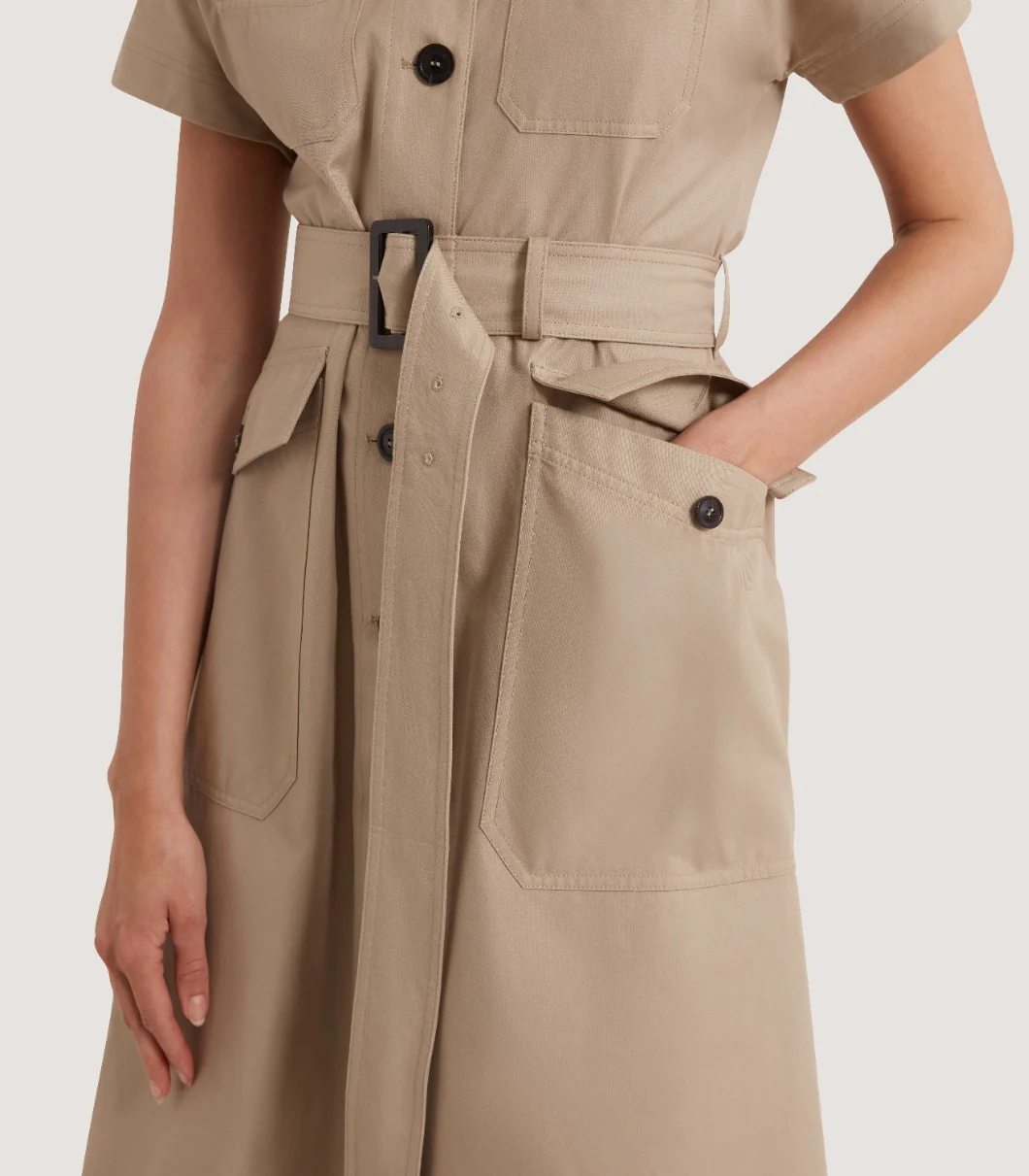 Women's Four Pocket Cotton Dress in Jute - Image 5