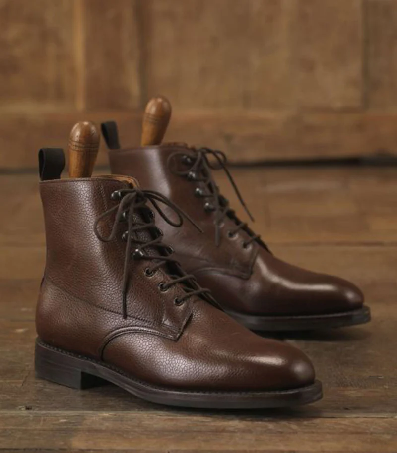 Women's Grain Leather Ankle Boot In Dark Brown - Image 3