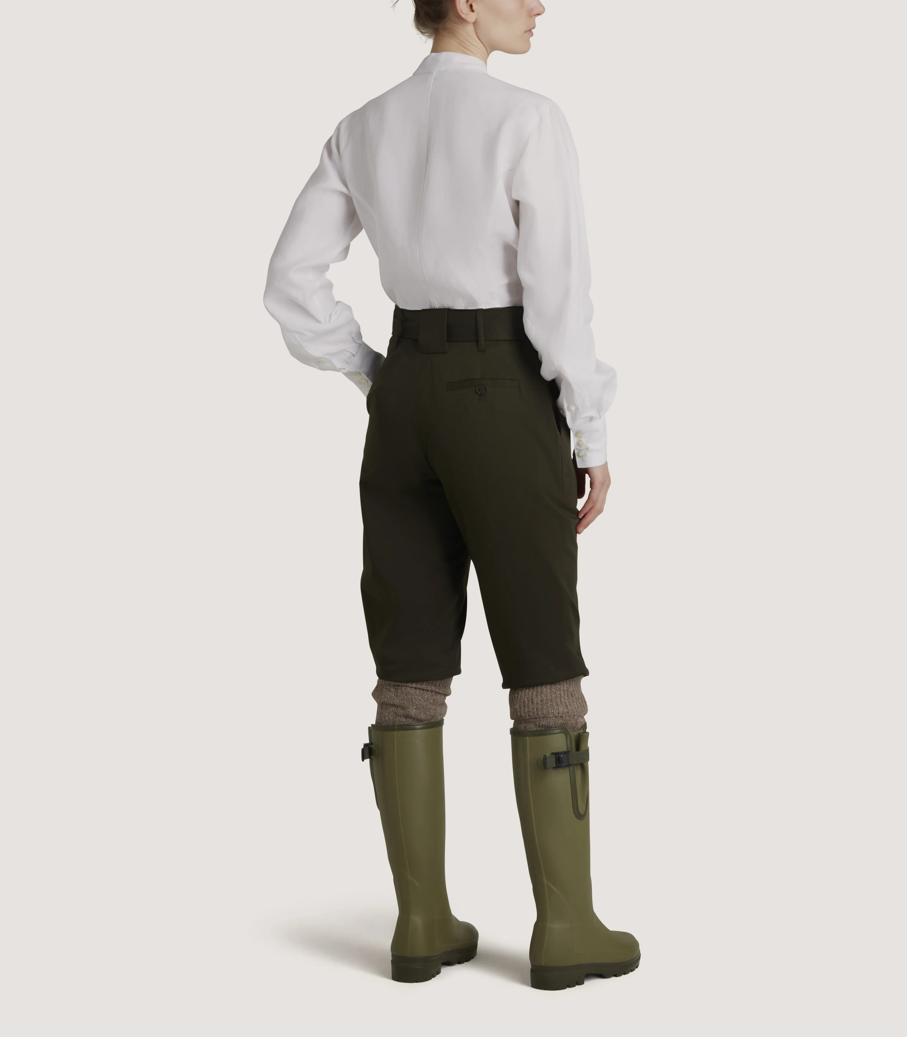 Women's High Waisted Cotton Breeks In Dark Green - Image 4