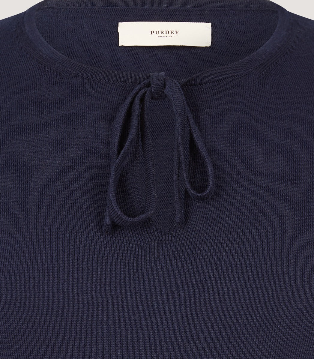 Women's Iver Short Sleeve Sweater with Bow in Midnight - Image 5