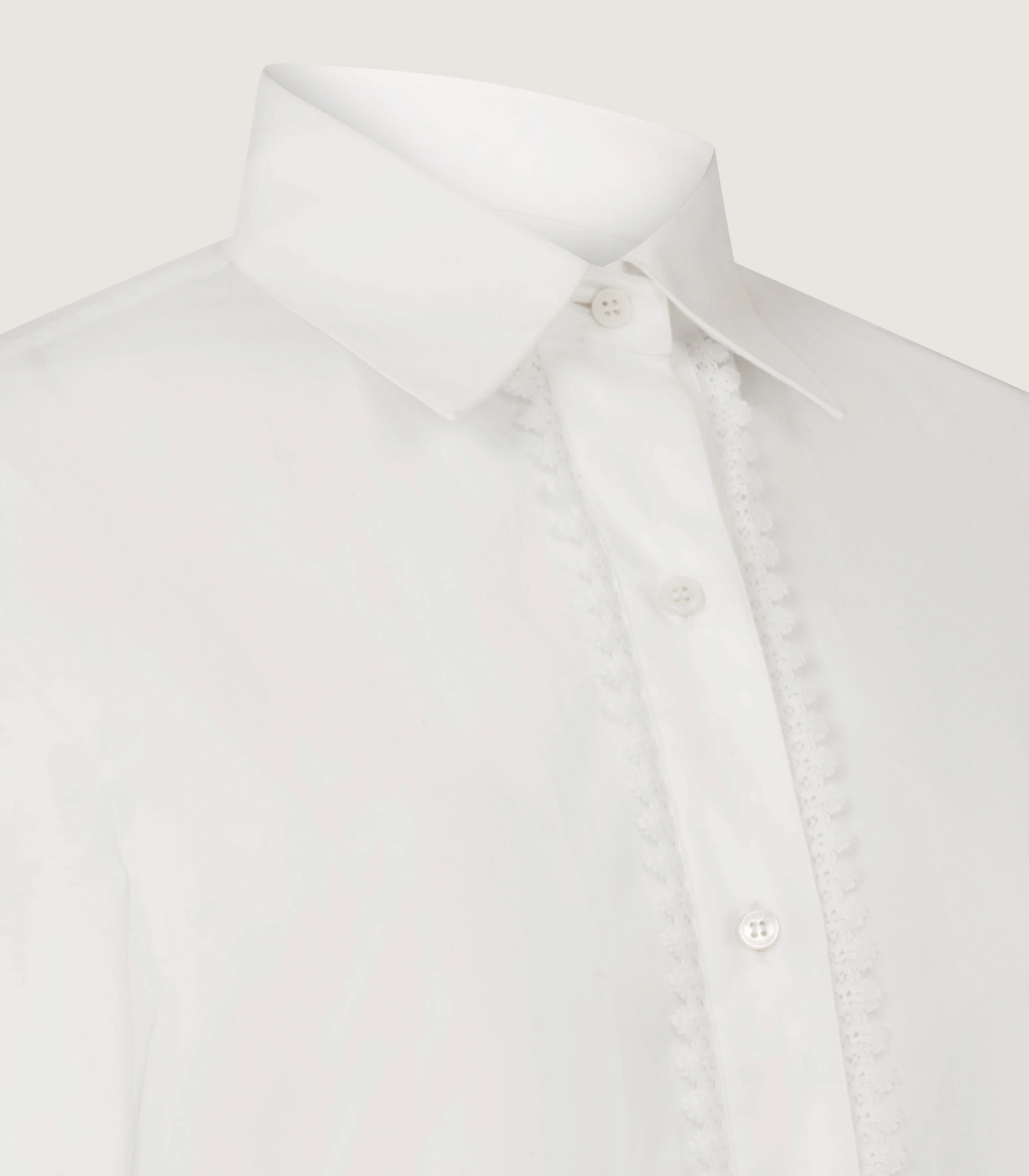 Women's Lace Placket Shirt in White - Image 5