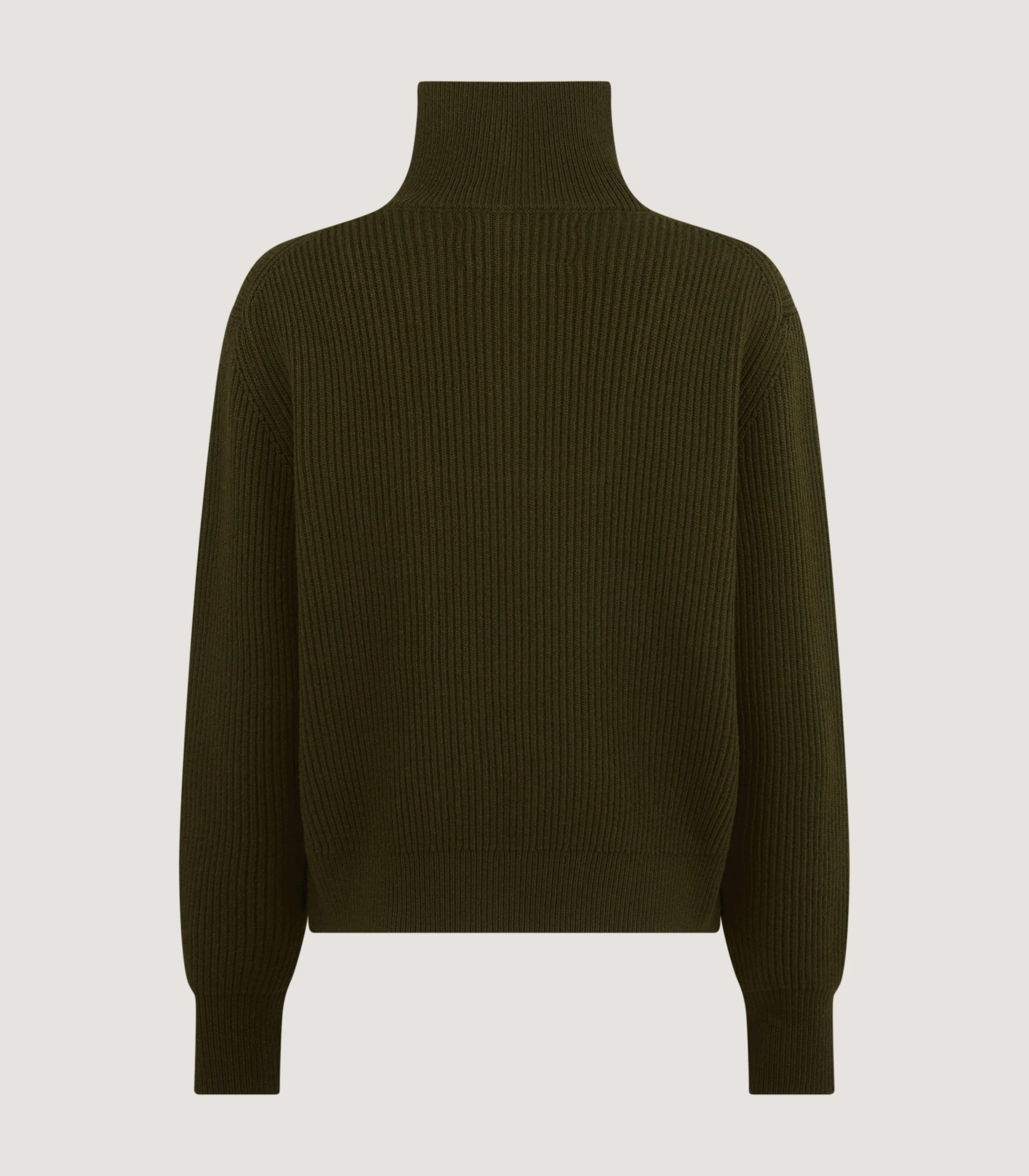 Women's Mill Funnel Neck Wool Sweater in Military - Image 3