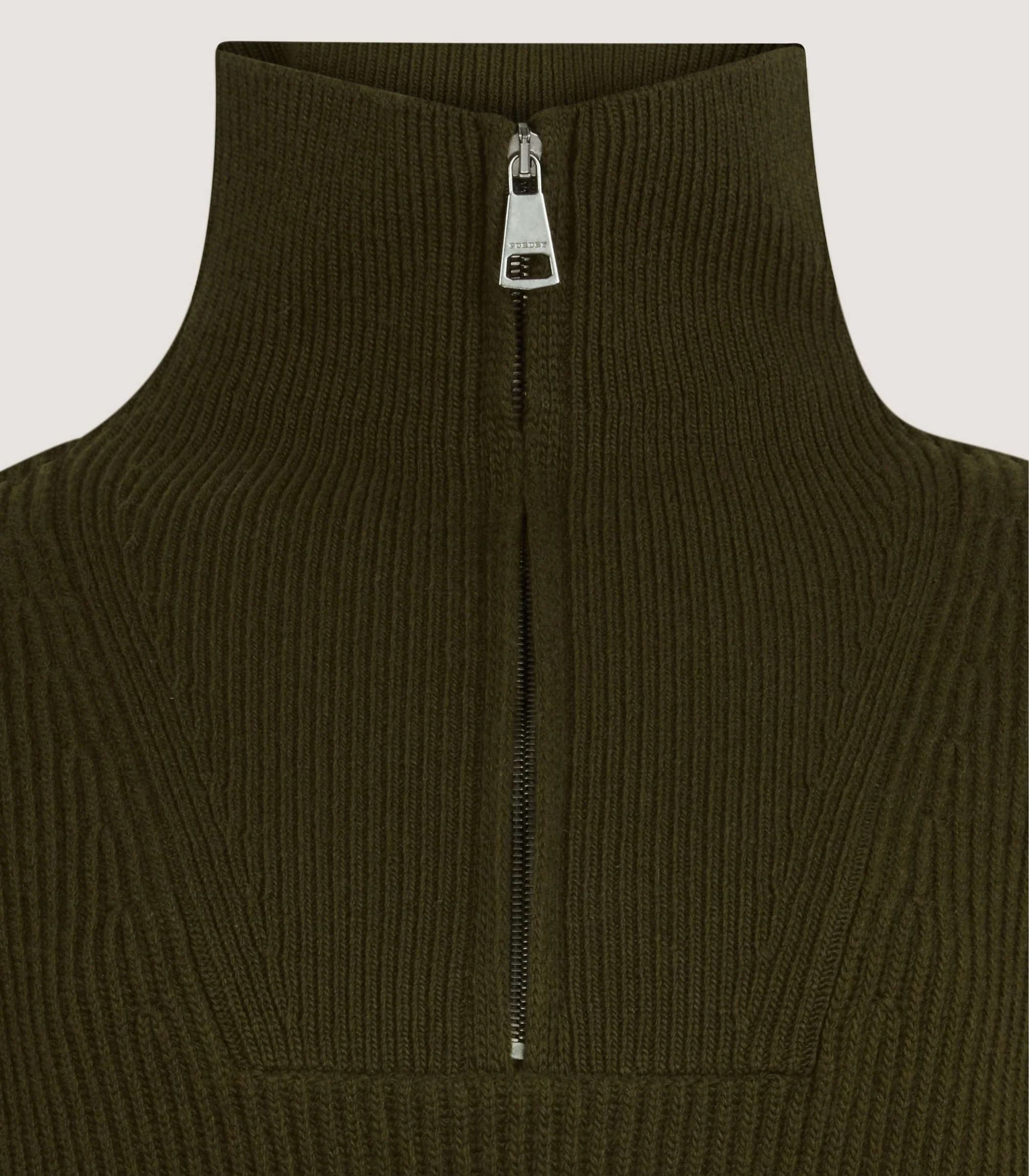 Women's Mill Funnel Neck Wool Sweater in Military - Image 5