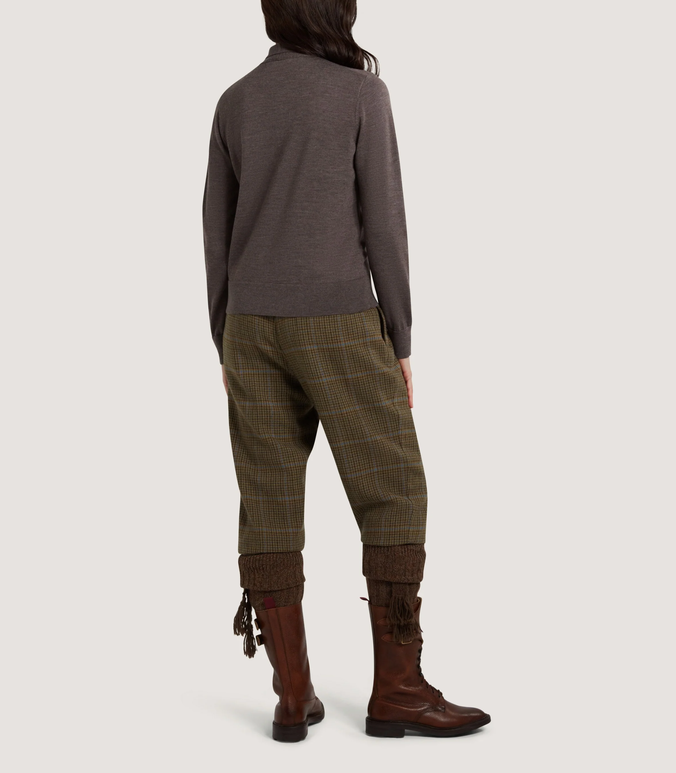 Women's Newland Tie Neck Sweater in Taupe Brown - Image 4