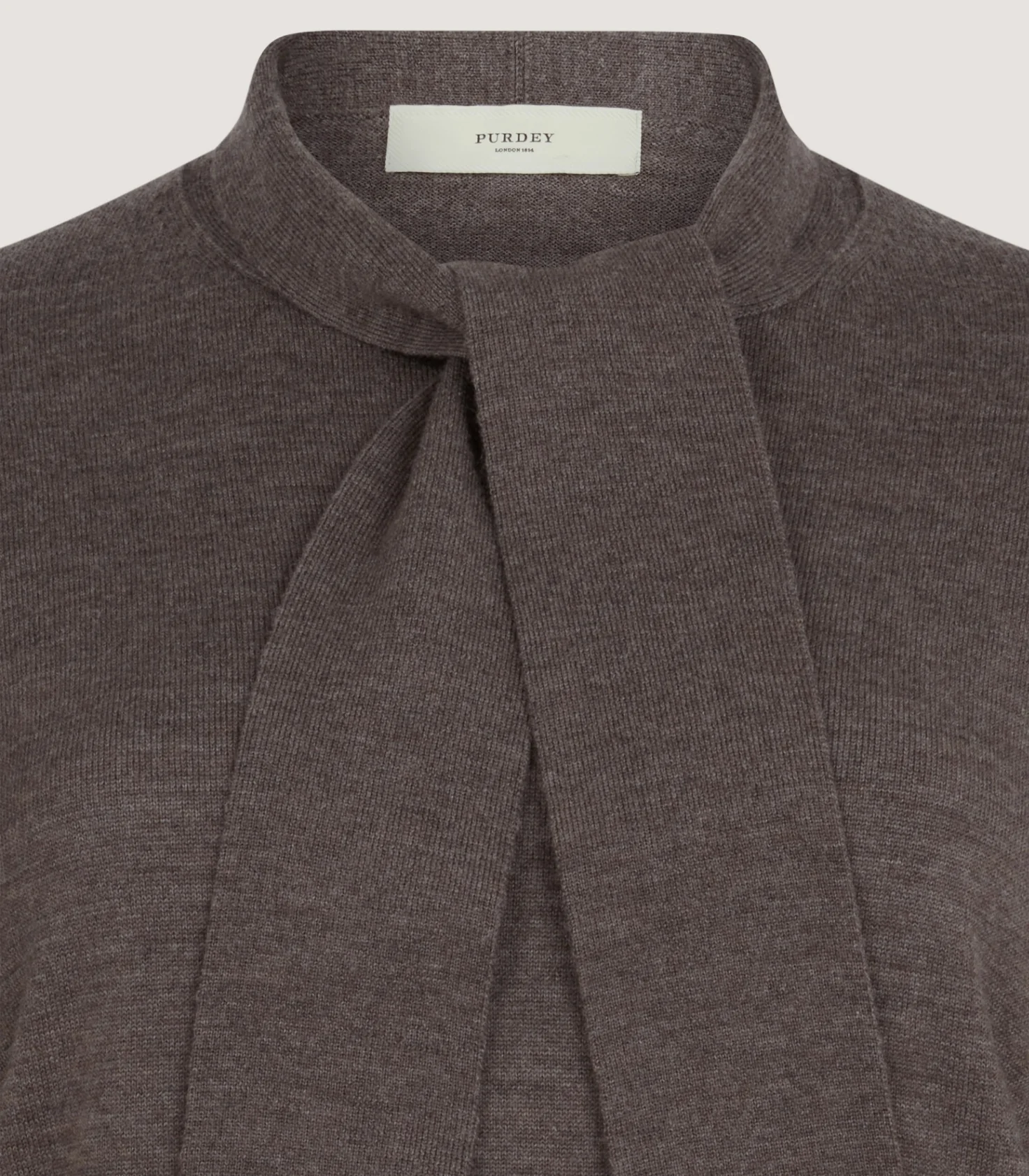 Women's Newland Tie Neck Sweater in Taupe Brown - Image 5