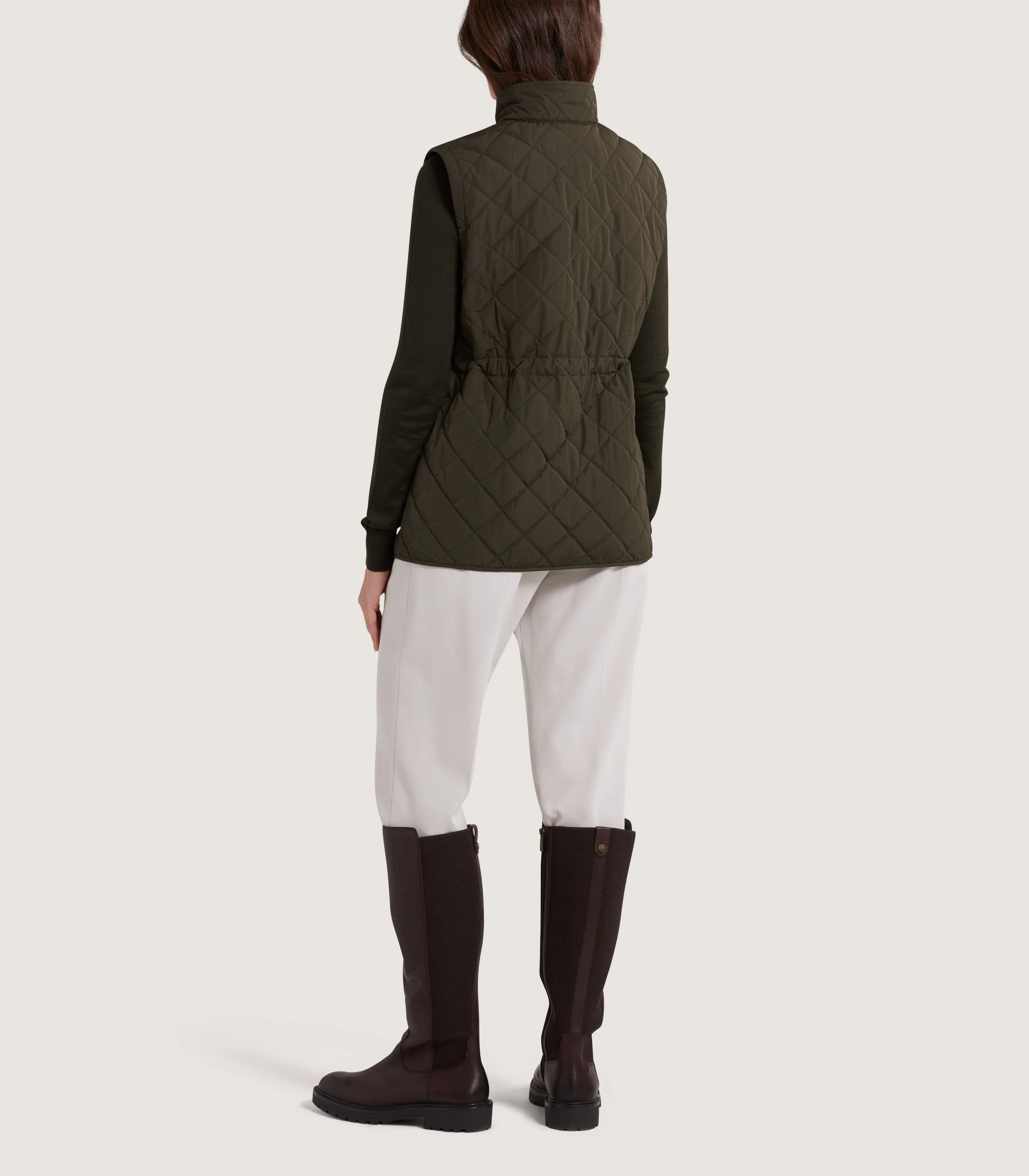 Women's Quilted Purdey Gilet in Dark Olive - Image 4