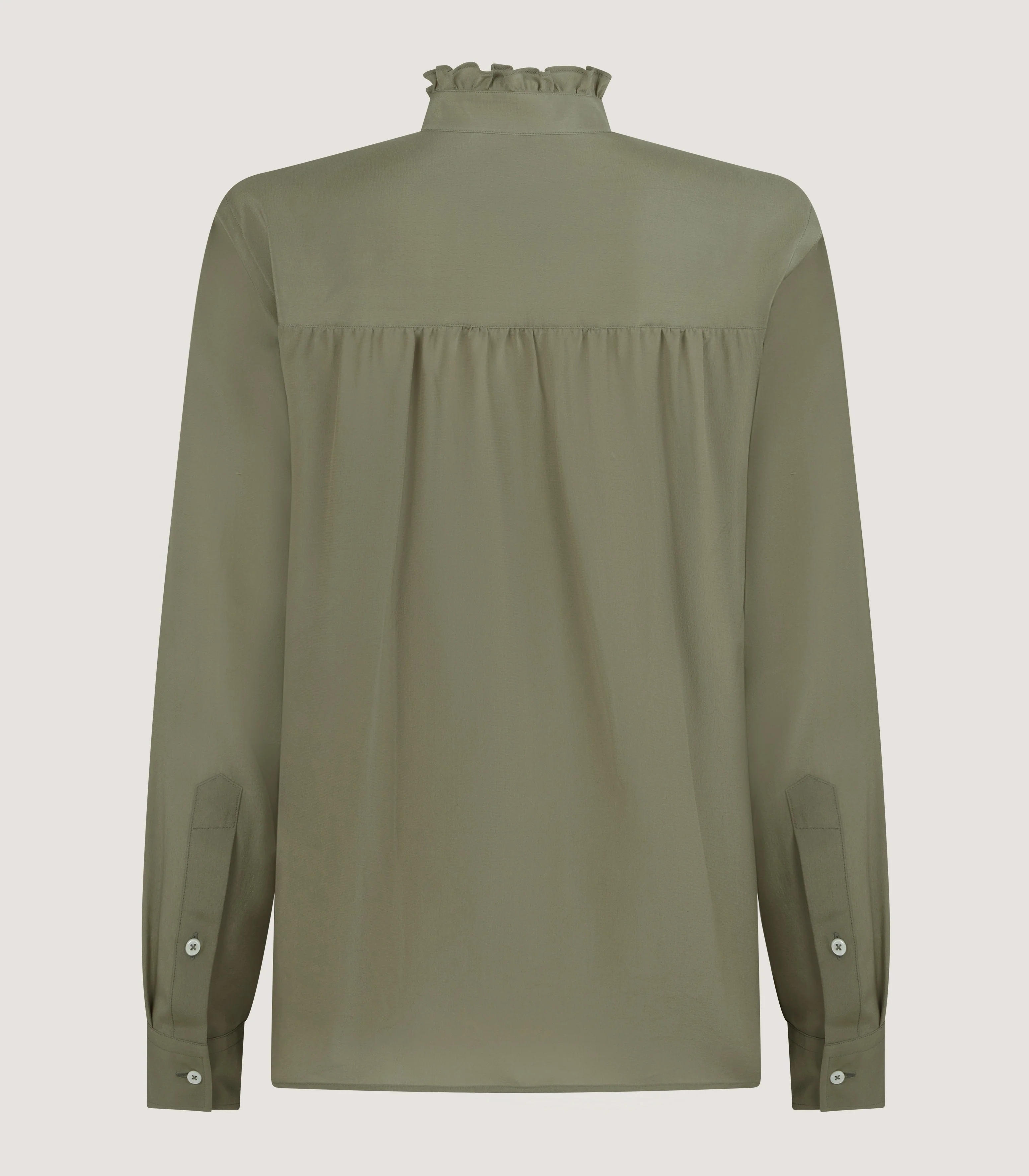 Women's Silk Pie Crust Shirt in Sage Green - Image 3