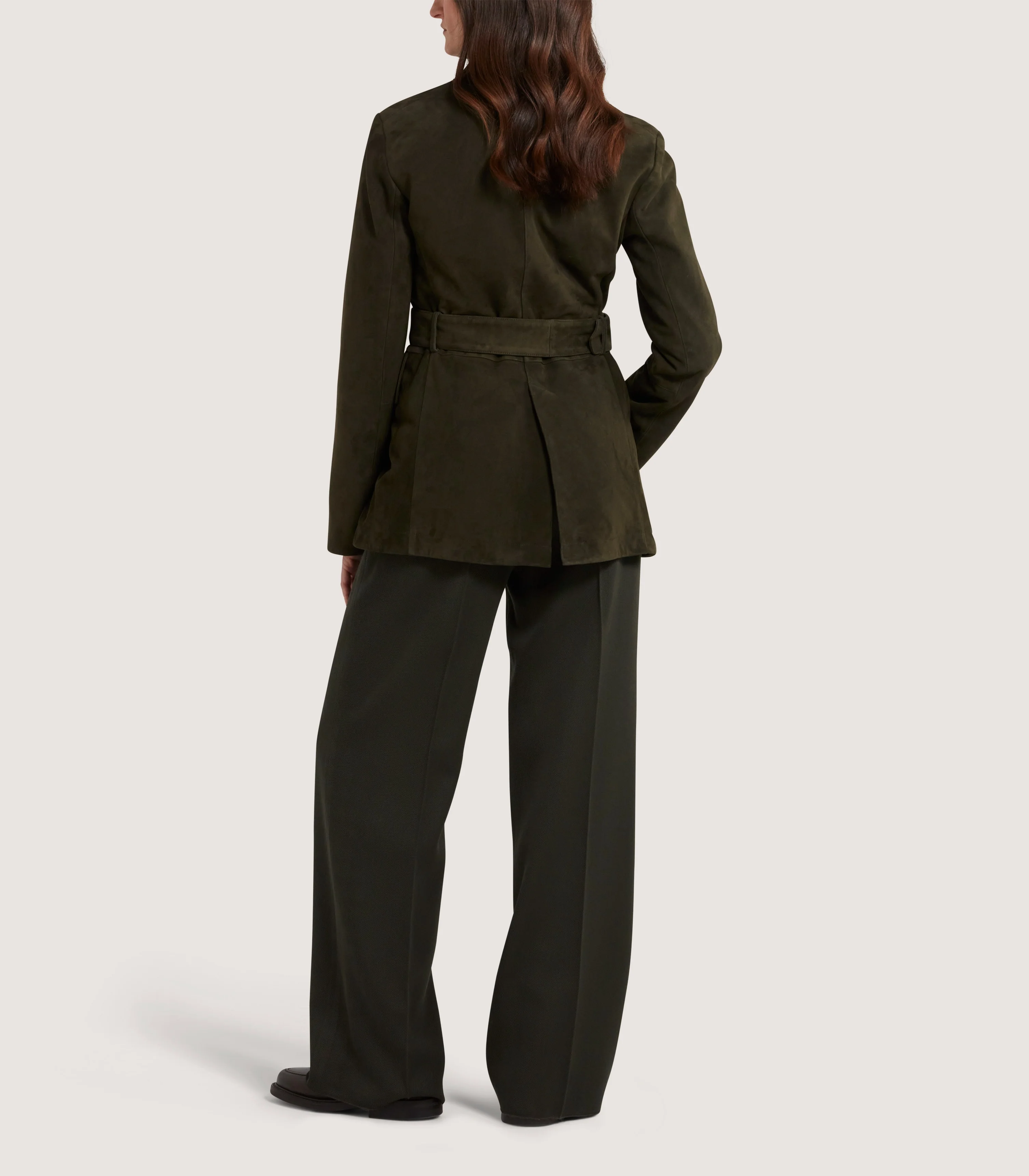 Women's Suede Wilton Jacket in Dark Olive - Image 4
