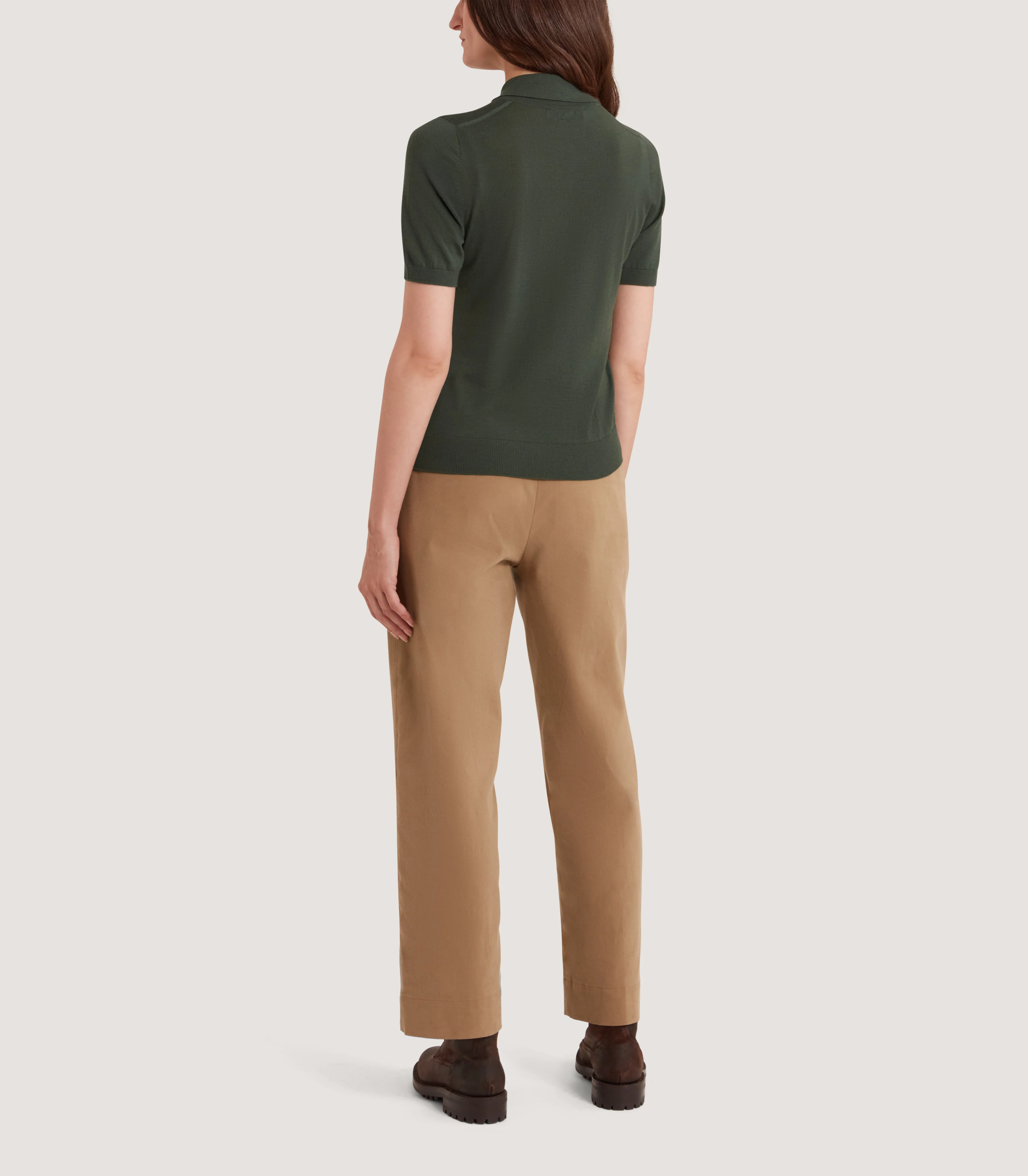 Women's Talla Knitted Short Sleeve Polo Shirt in Loden - Image 4
