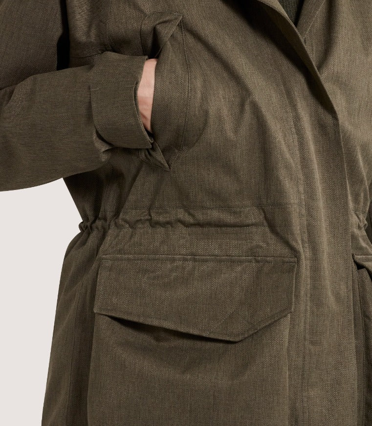 Women's Technical Lancashire Field Coat in Drab - Image 7