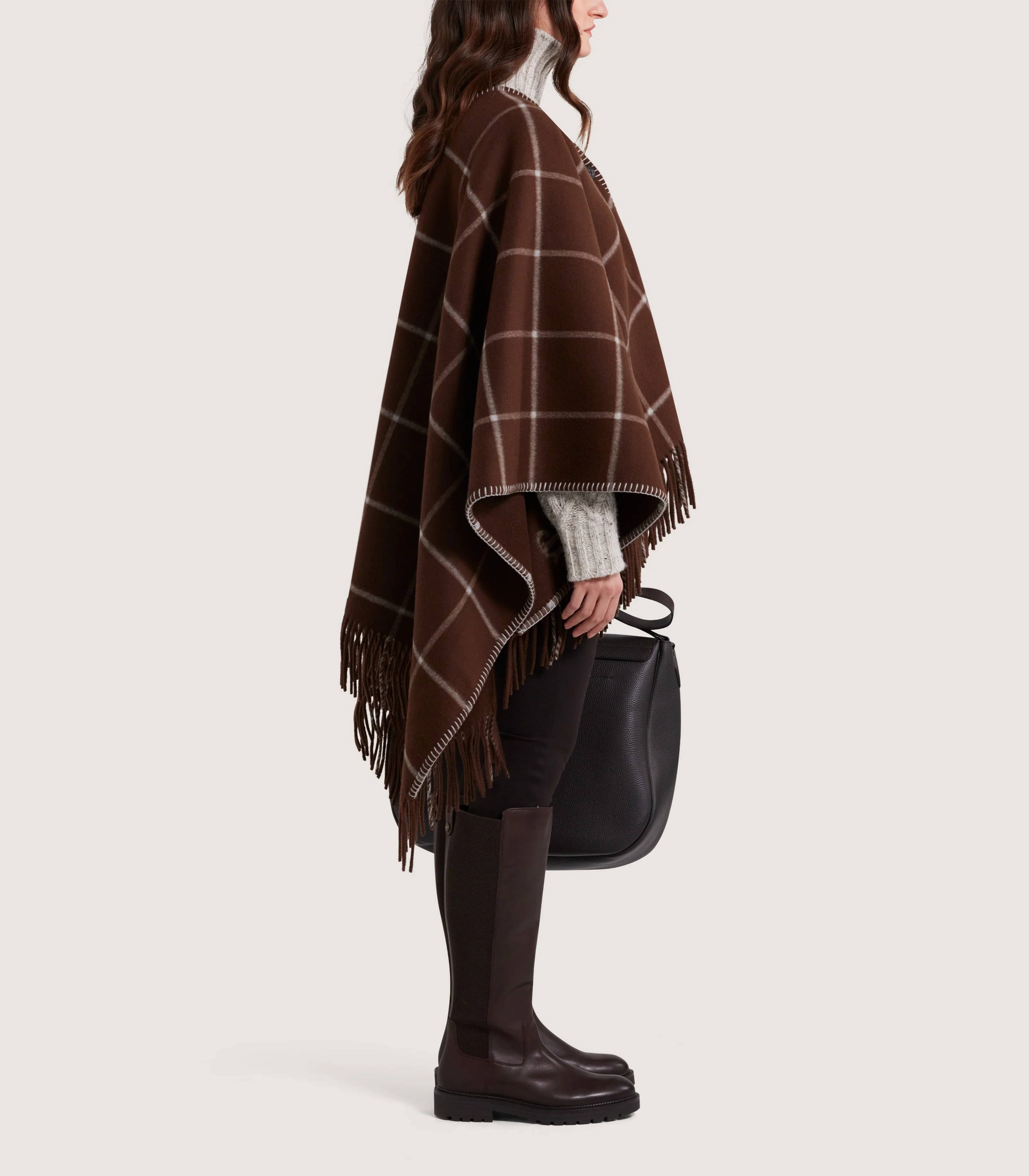 Women's Welbeck Poncho in Chocolate - Image 5